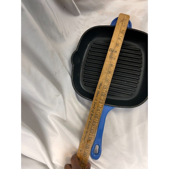 Blue Cast Iron Grill Pan 10.5” Ribbed Square Skillet - Picture 7 of 9